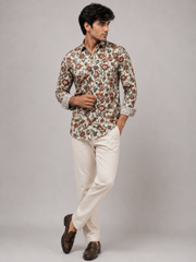 Men Floral Printed Cotton Shirt
