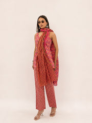 Cotton Pink Kurti Dupptta With Pant Set
