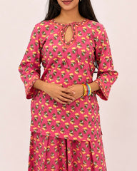 Pink Printed Cotton Farsi Salwar Set