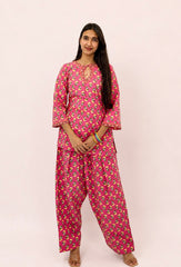 Pink Printed Cotton Farsi Salwar Set