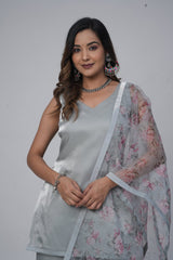 Silver Silk Sharara Set