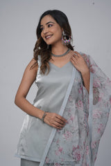 Silver Silk Sharara Set