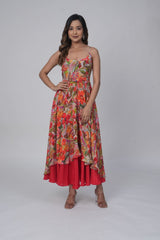 Scarlet Nature Print Frock-style Kurti