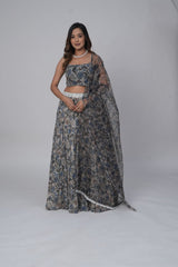 Flower Print Georgette Lehenga set