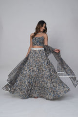 Flower Print Georgette Lehenga set