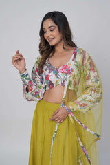 Stylish Floral Print Lehenga Set