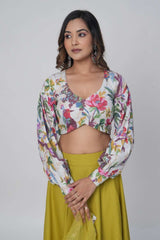 Stylish Floral Print Lehenga Set