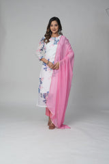 White Printed Suit Set