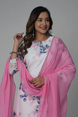 White Printed Suit Set