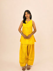 Sunshine Yellow Upada Silk Farsi Suit Set