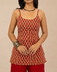 Rust Red Printed Cotton Co-ord Set
