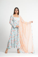 Georgette Floral Print Stylish Anarkali Set