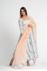 Georgette Floral Print Stylish Anarkali Set