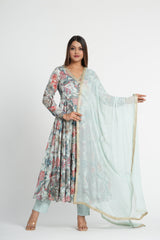 Georgette Satin Angrakha Anarkali set