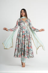 Georgette Satin Angrakha Anarkali set