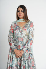 Georgette Satin Angrakha Anarkali set