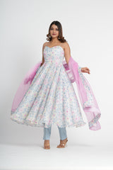 Stylish Organza Anarkali Set