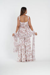 White Floral Printed Stylish Sharara Set
