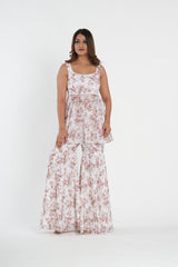 White Floral Printed Stylish Sharara Set
