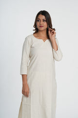 off White Cotton Straight Kurta Pant