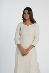 off White Cotton Straight Kurta Pant