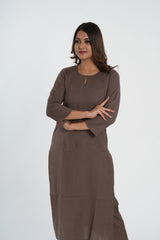 Brown Cotton Straight Kurta Pant