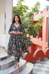 Stylish Floral Cotton kurta Pant Set
