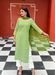 Stylish Straight Cotton Leheriya Suit Set