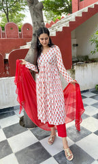 Stylish Cotton Suit Set With Dupatta