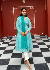 Stylish Blue Suit Set With Dupatta