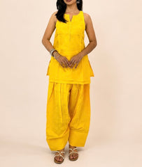 Sunshine Yellow Upada Silk Farsi Suit Set