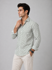 Men Green Polka Dot Printed Cotton Shirt