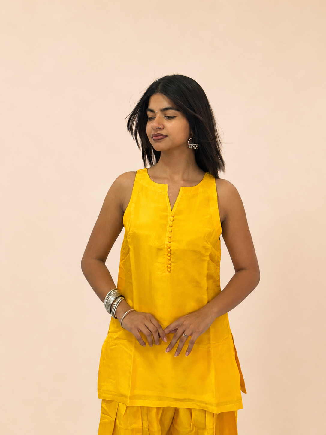 Sunshine Yellow Upada Silk Farsi Suit Set