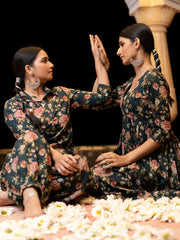 Cotton Green Floral Patiyala Kurta Pajama