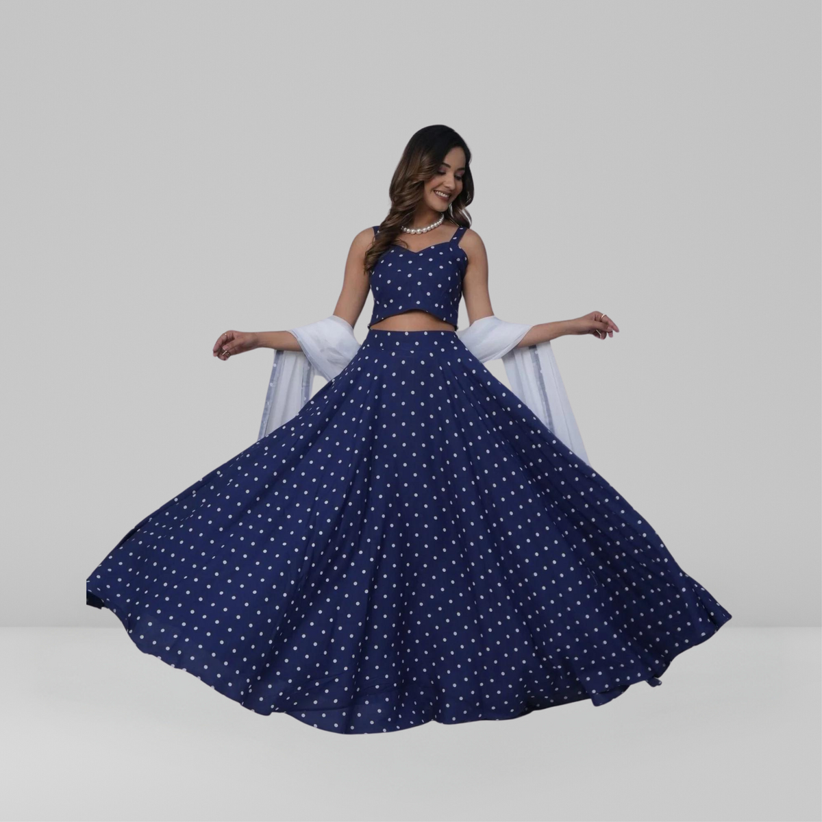 Polka Print Lehenga Set