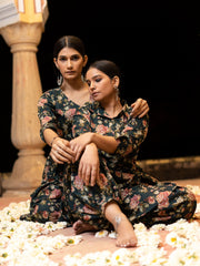 Cotton Green Floral Patiyala Kurta Pajama
