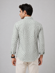 Men Green Polka Dot Printed Cotton Shirt