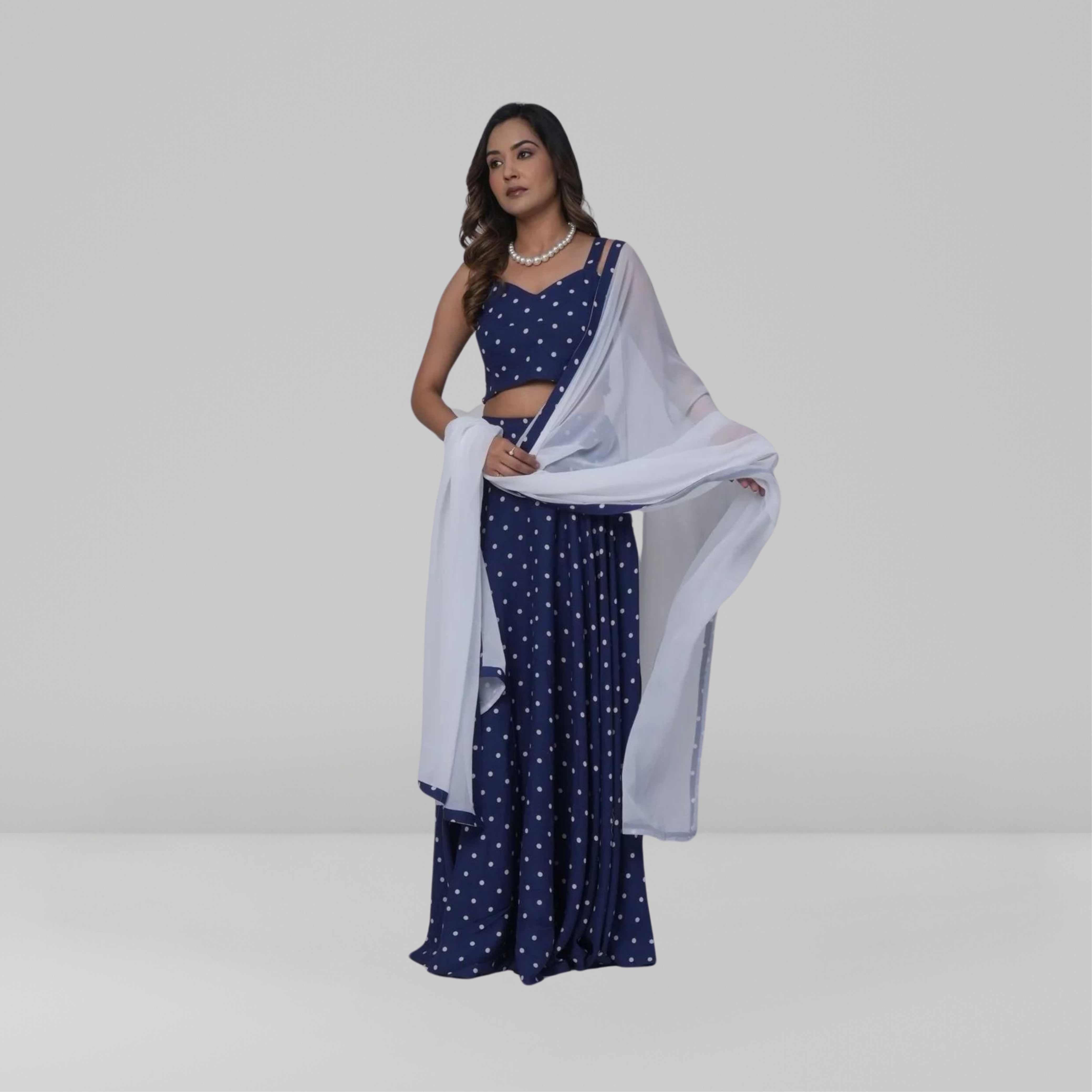 Polka Print Lehenga Set