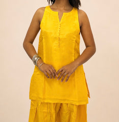 Sunshine Yellow Upada Silk Farsi Suit Set