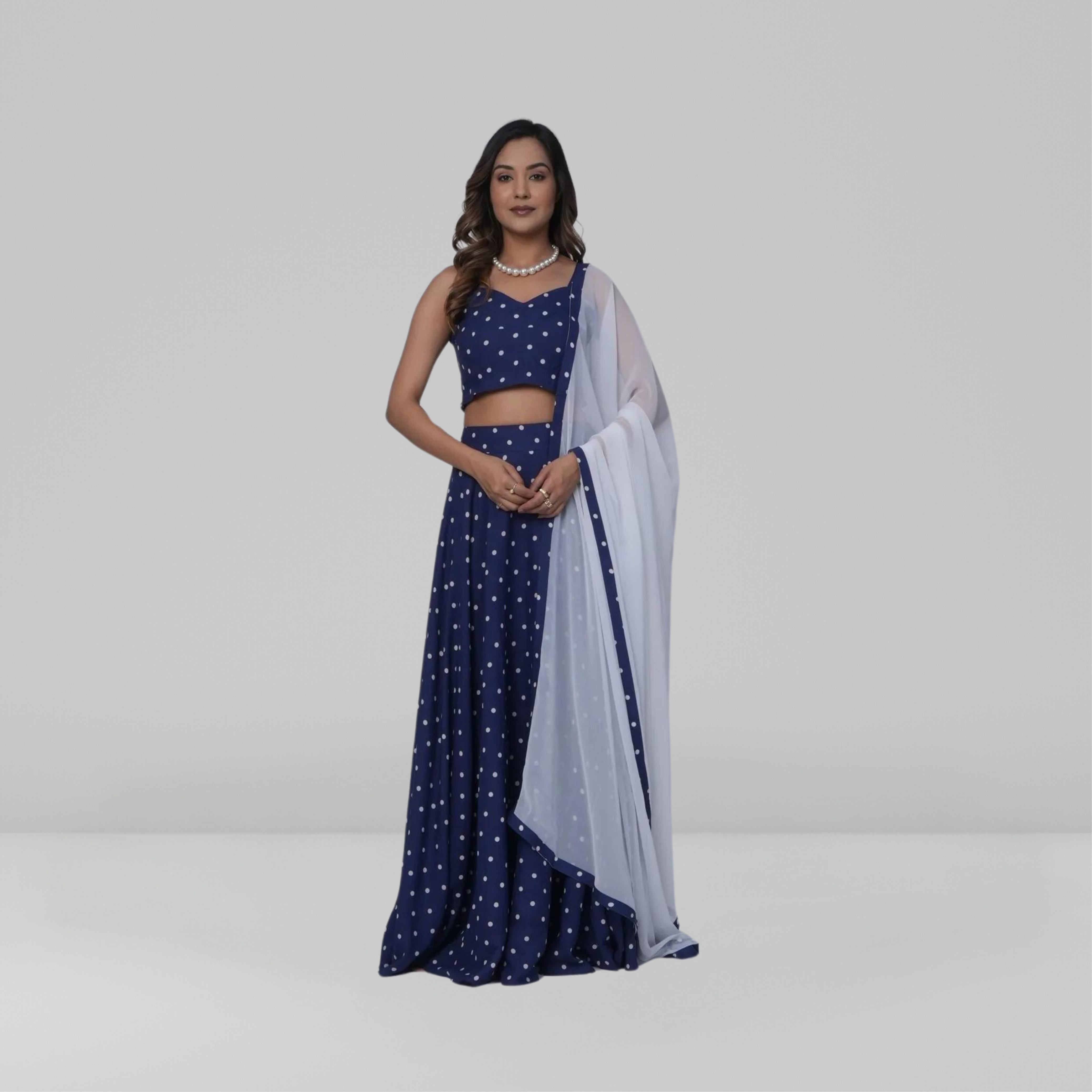 Polka Print Lehenga Set