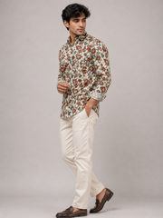 Men Floral Printed Cotton Shirt