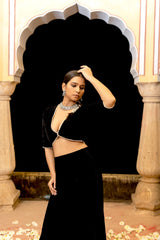 Black Velvet Beaded Lehenga Set