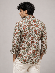 Men Floral Printed Cotton Shirt