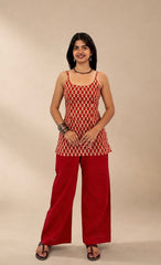 Rust Red Printed Cotton Co-ord Set