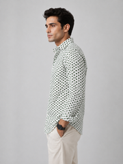 Men Green Polka Dot Printed Cotton Shirt