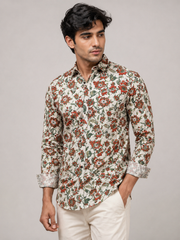 Men Floral Printed Cotton Shirt