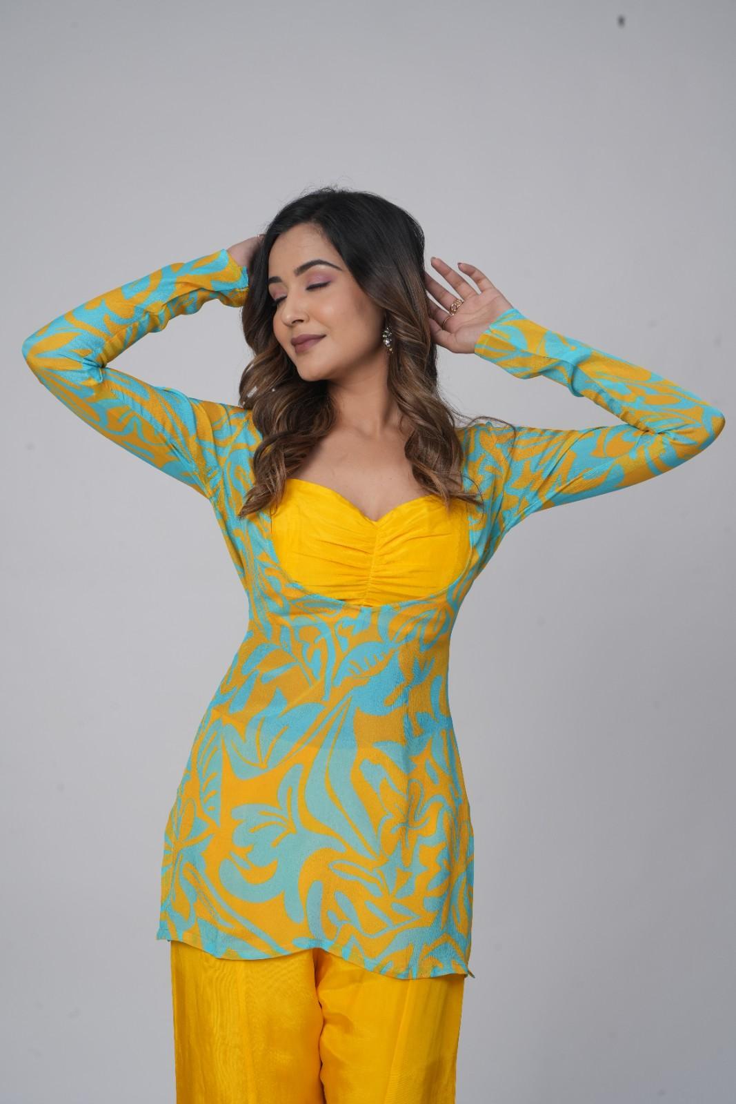 Marbel Yellow Kurta and Pant