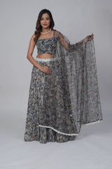 Flower Print Georgette Lehenga set