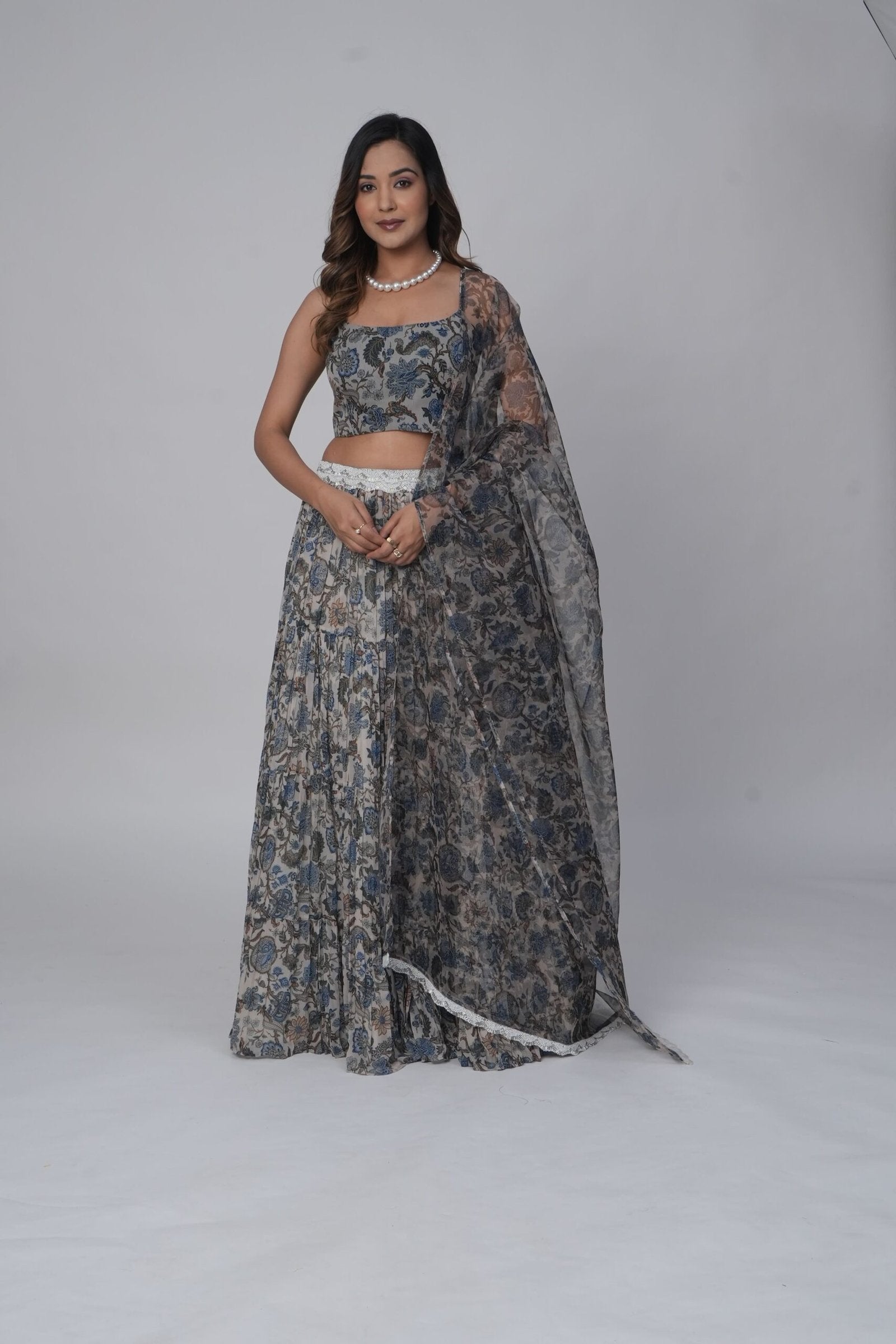 Flower Print Georgette Lehenga set