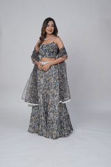 Flower Print Georgette Lehenga set